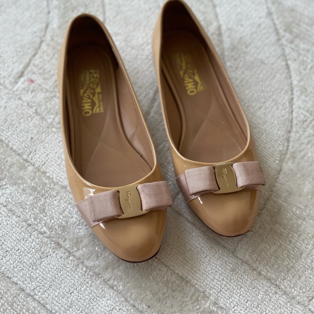 Salvatore Ferragamo Patent Leather Varina Flats
